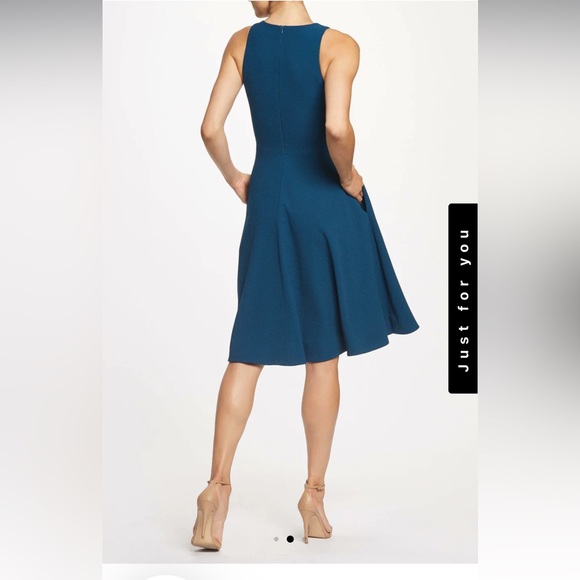 DRESS THE POPULATION Dress Catalina Sleeveless Crepe Peacock Blue M NWT - Picture 2 of 11